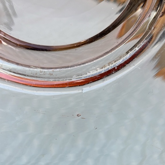 Vintage Pale Pink Depression Glass Era Plate, 9” x 7.25", has handles. - Picture 11 of 12